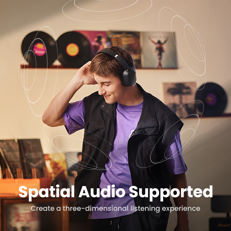 HiTune Max 5C Hybrid Active Noise-Cancelling Headphones - Black