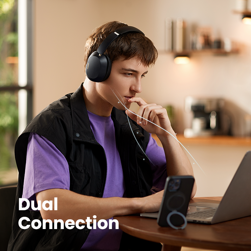 HiTune Max 5C Hybrid Active Noise-Cancelling Headphones - Black