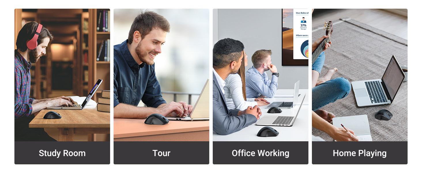 Ergonomic Contoured-Shape Design - Wireless Mouse (Blue)