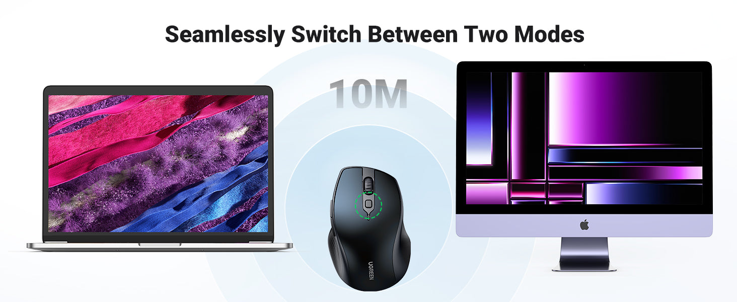 Ergonomic Contoured-Shape Design - Wireless Mouse (Blue)