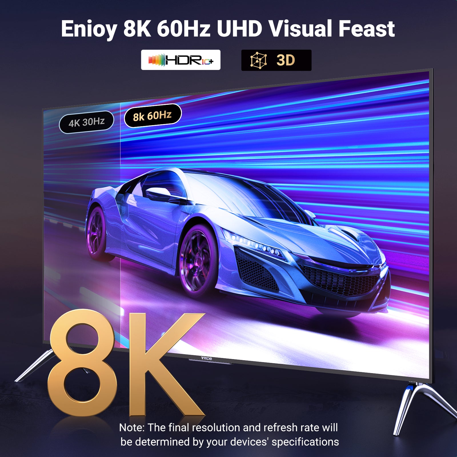 Câble DP mâle vers HDMI mâle 8K 2M