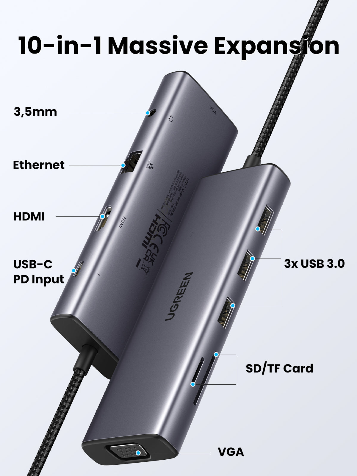 USB-C Dock - USBA, HDMI, VGA, RJ, SD/TF
