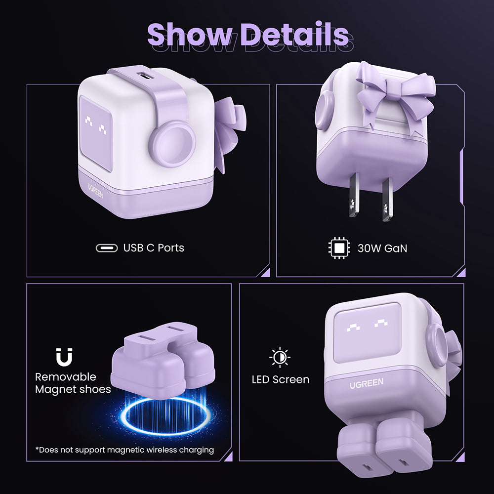 Nexode Robot 30W PD GaN Tech Charger (Purple)