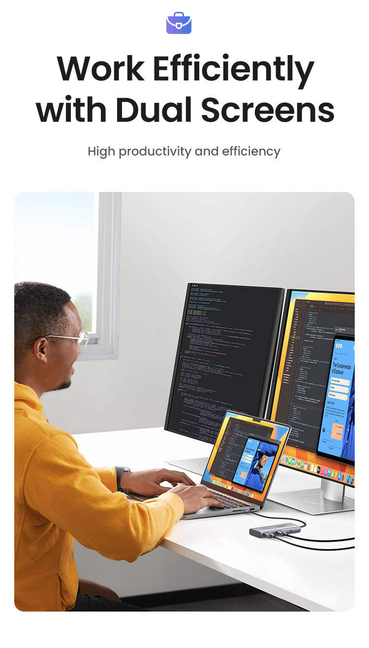 Station d'accueil USB C - 2 ports HDMI (4K à 60 Hz) / 2 ports USB-A 3.2+2 / 2 ports USB-C 3.2+PD (100 W)