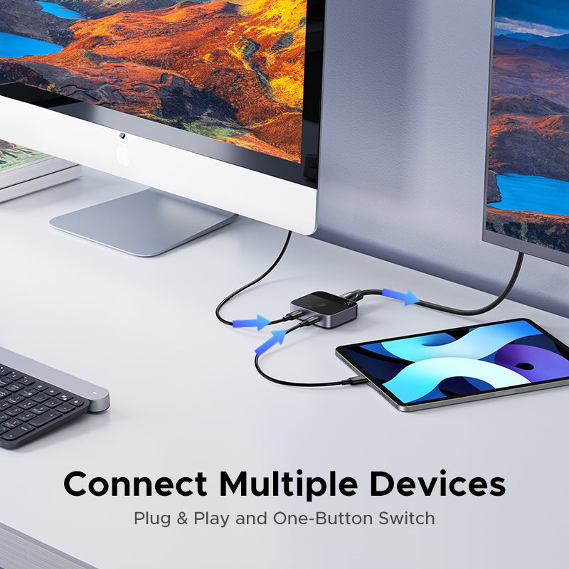 Commutateur USB-C (4K à 60 Hz) : 2 entrées, 1 sortie