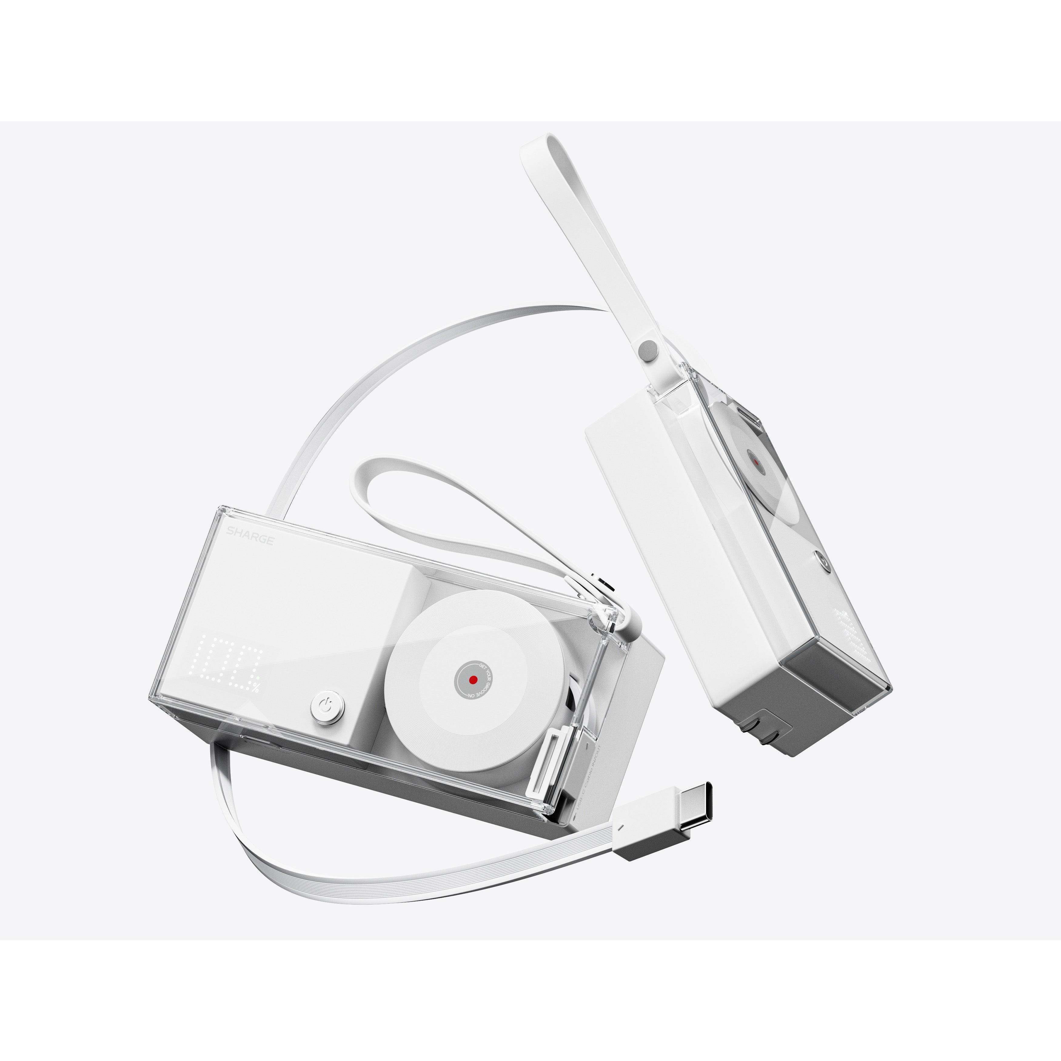 36W -10000 mAh Power Bank - Retractable 3 in 1 - White