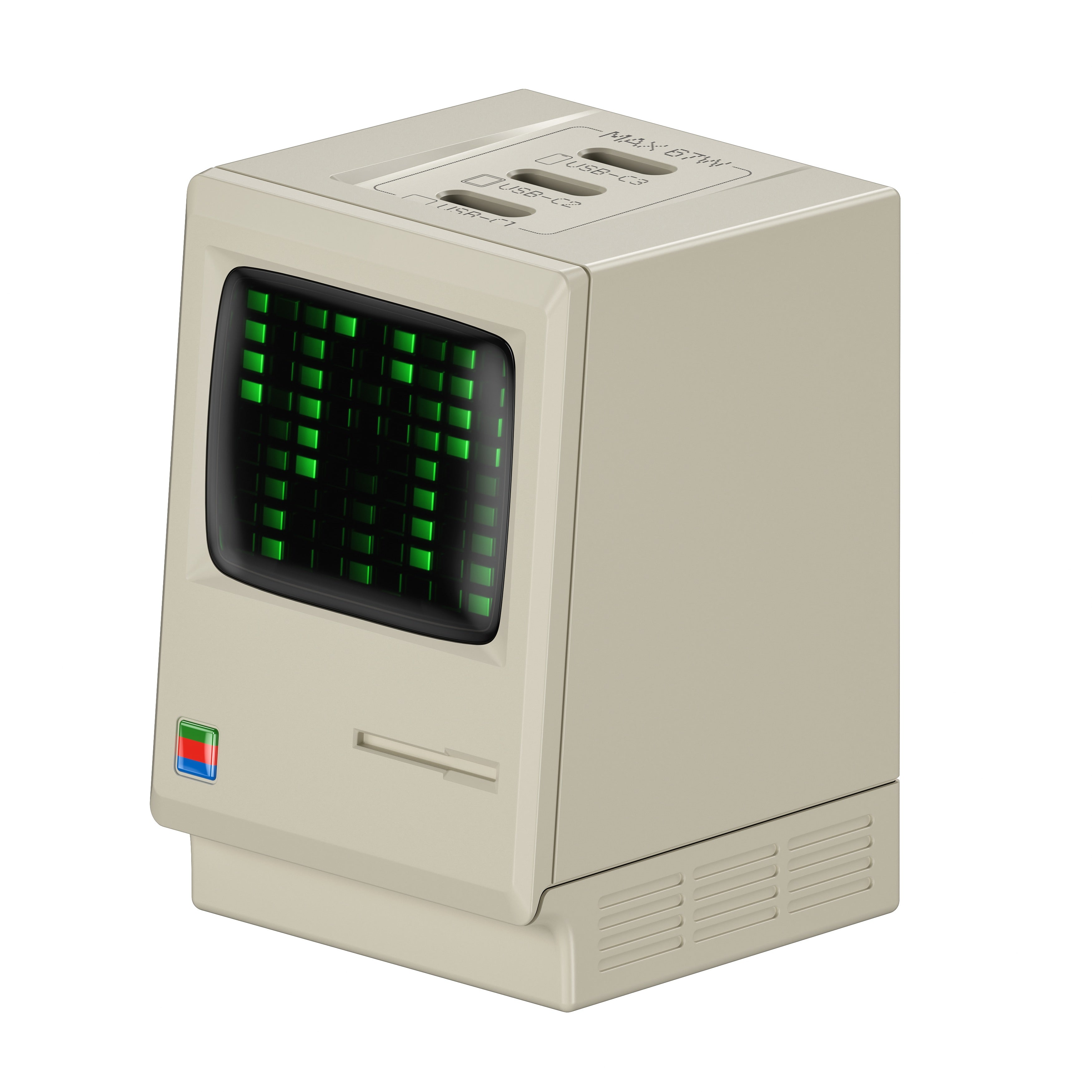 Chargeur rétro - 67 W GaN - Affichage de la puissance en temps réel - 3 ports USB-C