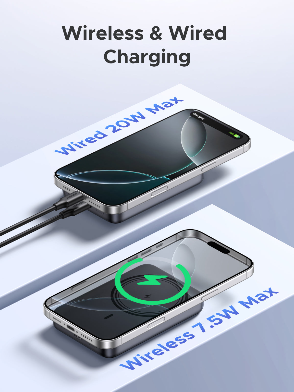 Batterie externe magnétique sans fil 10000 mAh 20 W 1C + 7,5 W