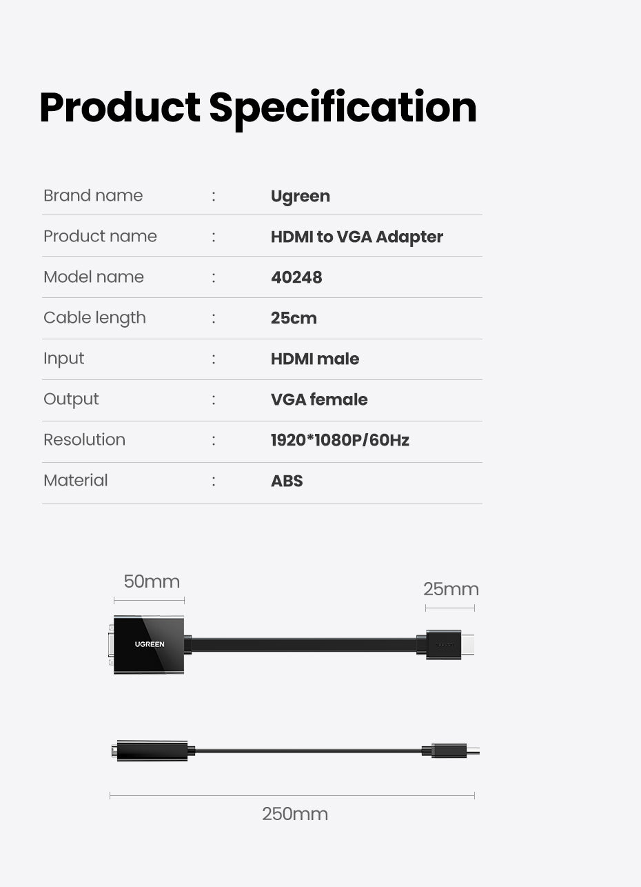 UGREEN HDMI to VGA Converter with Audio