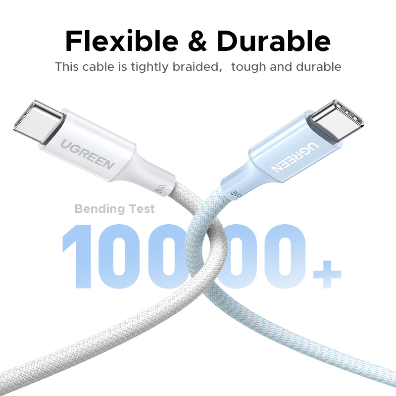 USB-C to USB-C 5A - 100W Braided Cable - 2M Blue