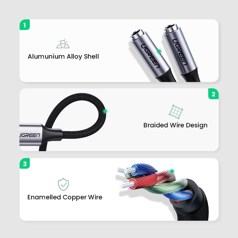 USB-C To 3.5mm Stereo Audio Splitter Cable