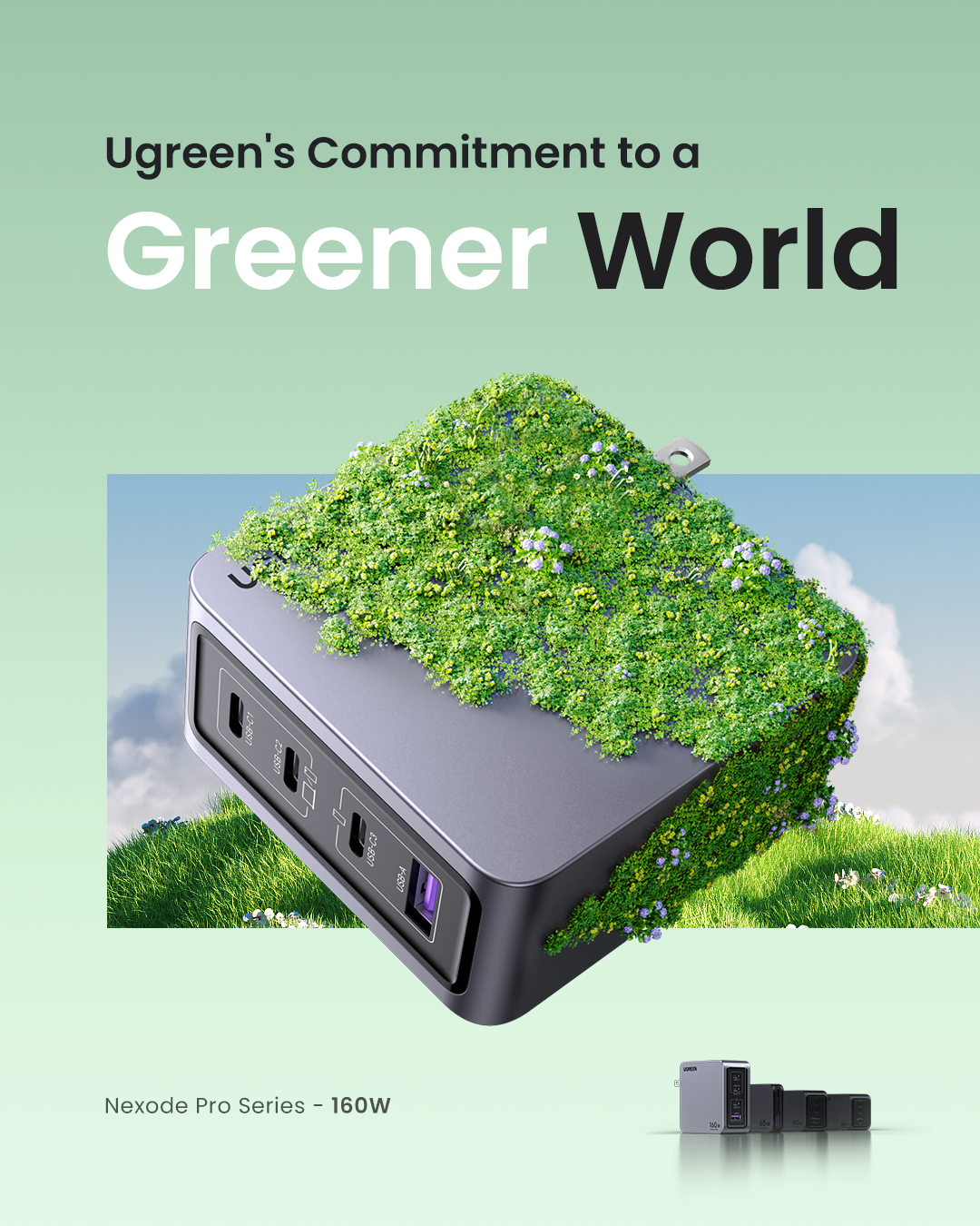 Chargeur rapide Nexode Pro USB-A + 3 * USB-C 160 W GaN Tech