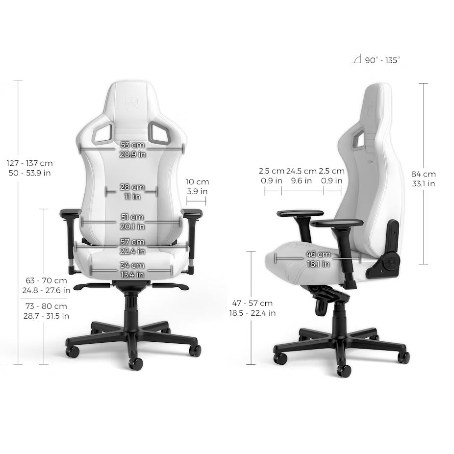 EPIC Gaming Chair - White Edition - High-Tech Faux Vegan Leather