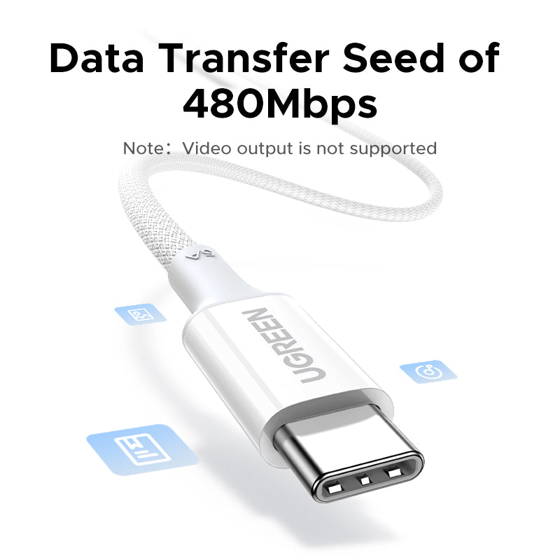 Câble tressé USB-C vers USB-C 5 A - 100 W - 2 m, gris