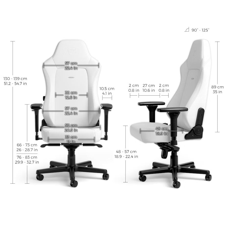 HERO Gaming Chair - White Edition - High-Tech Faux Vegan Leather