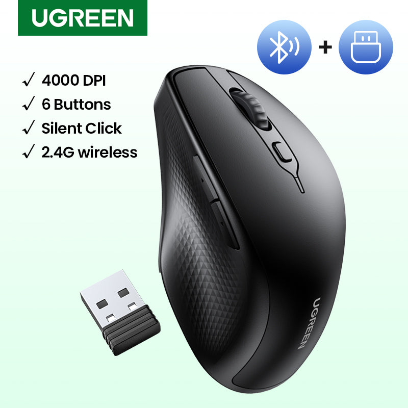 Ergonomic Contoured-Shape Design - Wireless Mouse (Black)