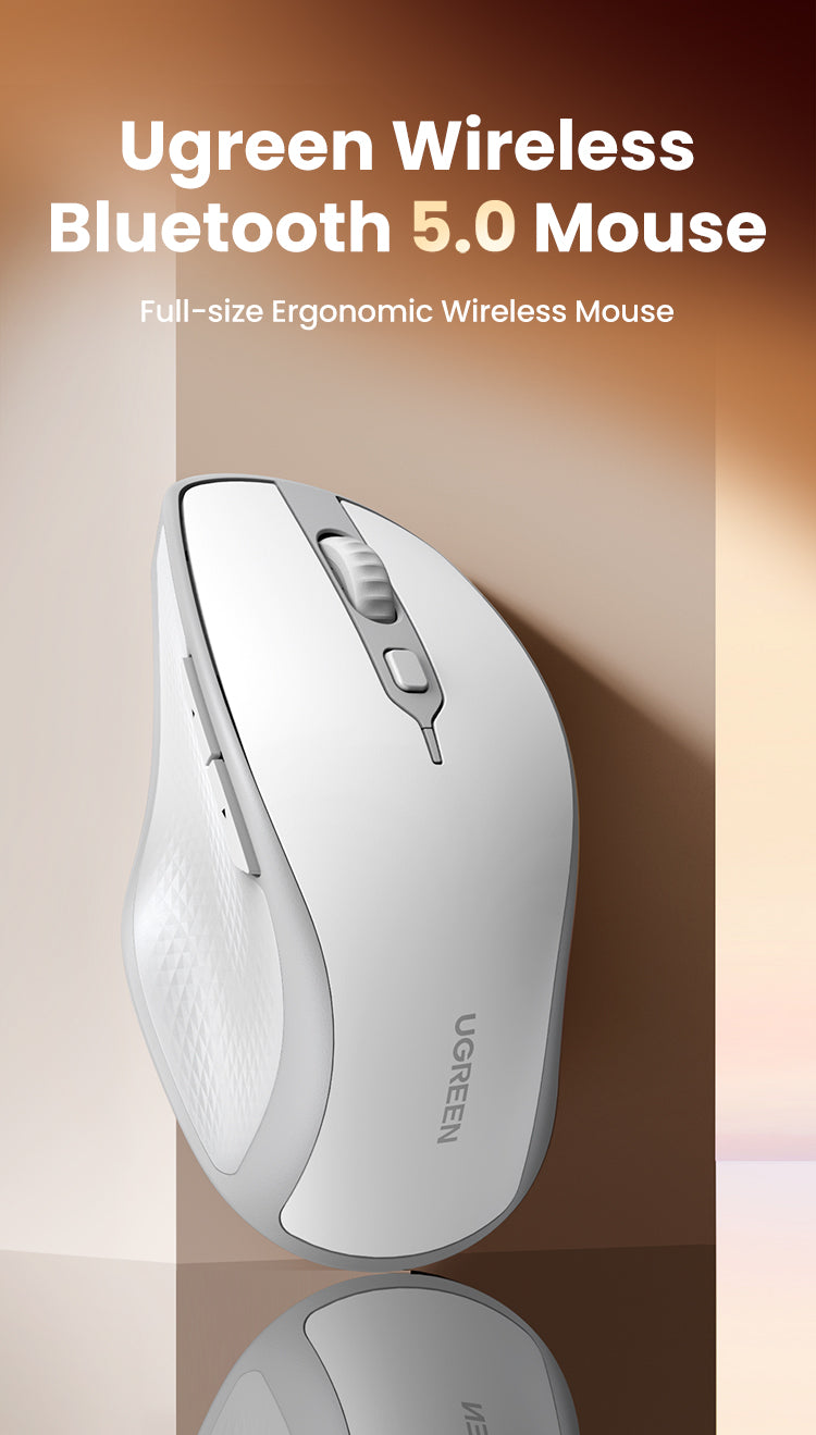 Ergonomic Contoured-Shape Design - Wireless Mouse (White)