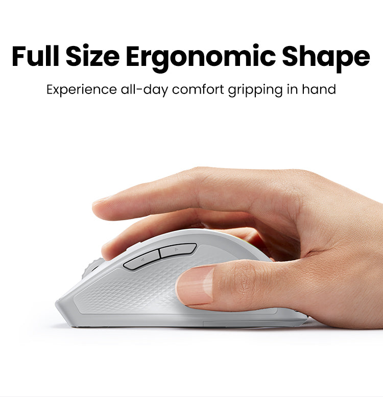 Ergonomic Contoured-Shape Design - Wireless Mouse (White)