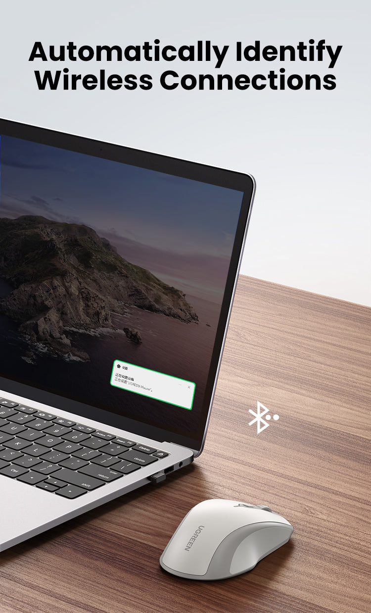 Ergonomic Contoured-Shape Design - Wireless Mouse (White)