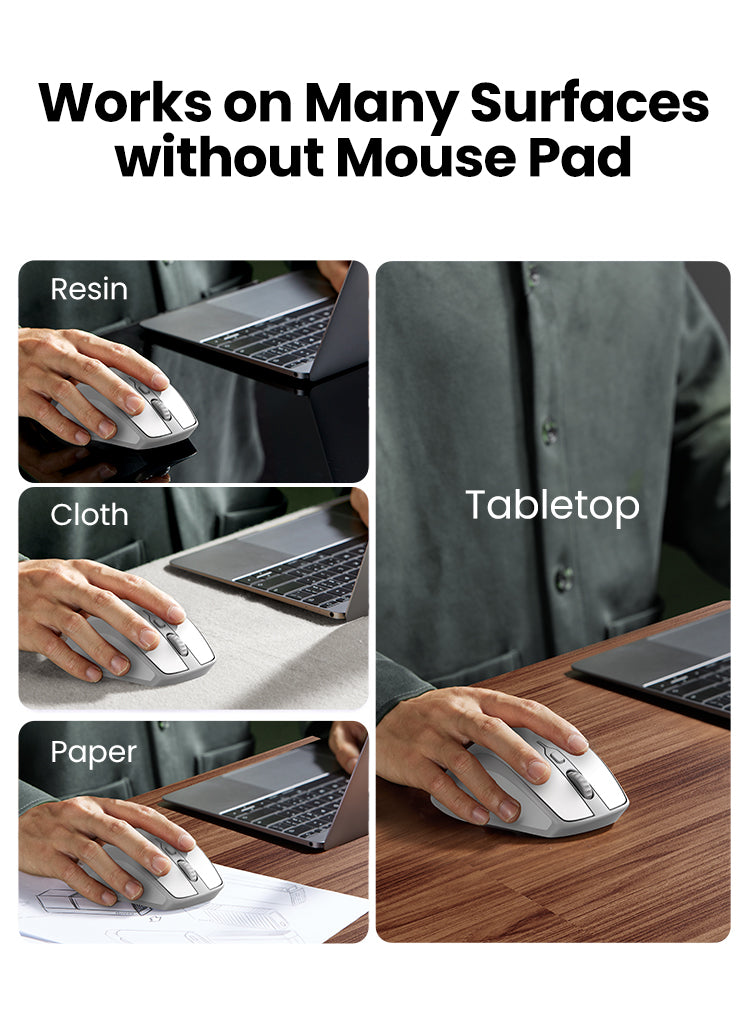 Ergonomic Contoured-Shape Design - Wireless Mouse (White)
