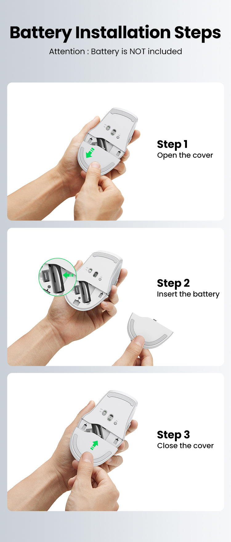 Ergonomic Contoured-Shape Design - Wireless Mouse (White)