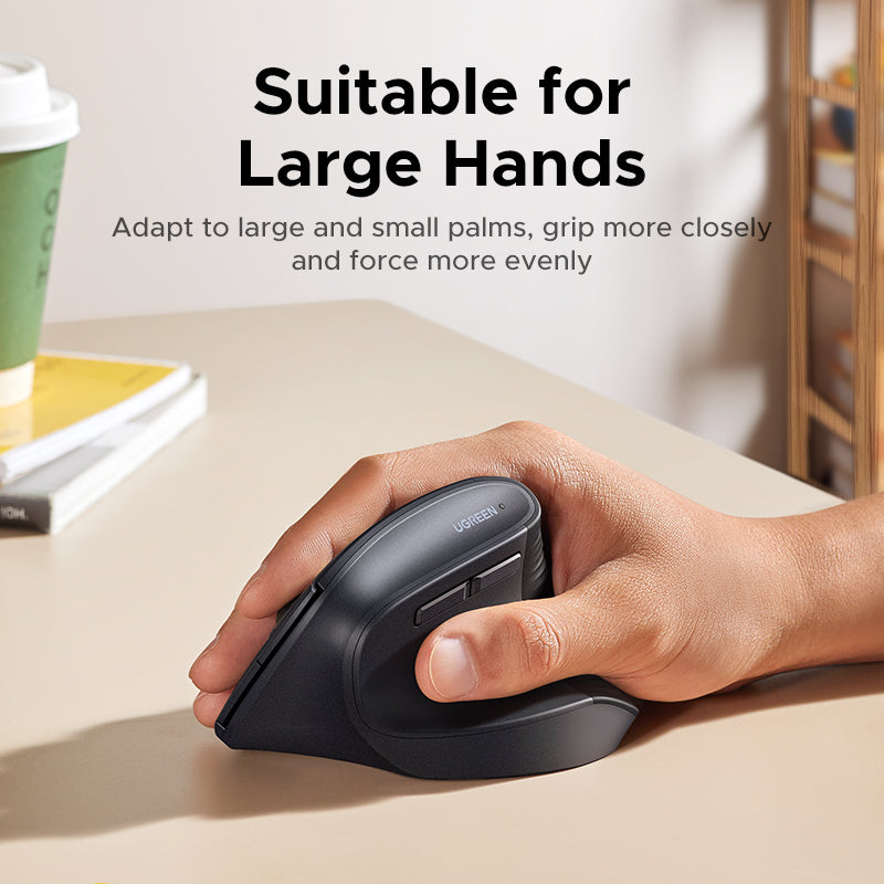 Souris verticale ergonomique sans fil et Bluetooth 2,4 GHz - Grise