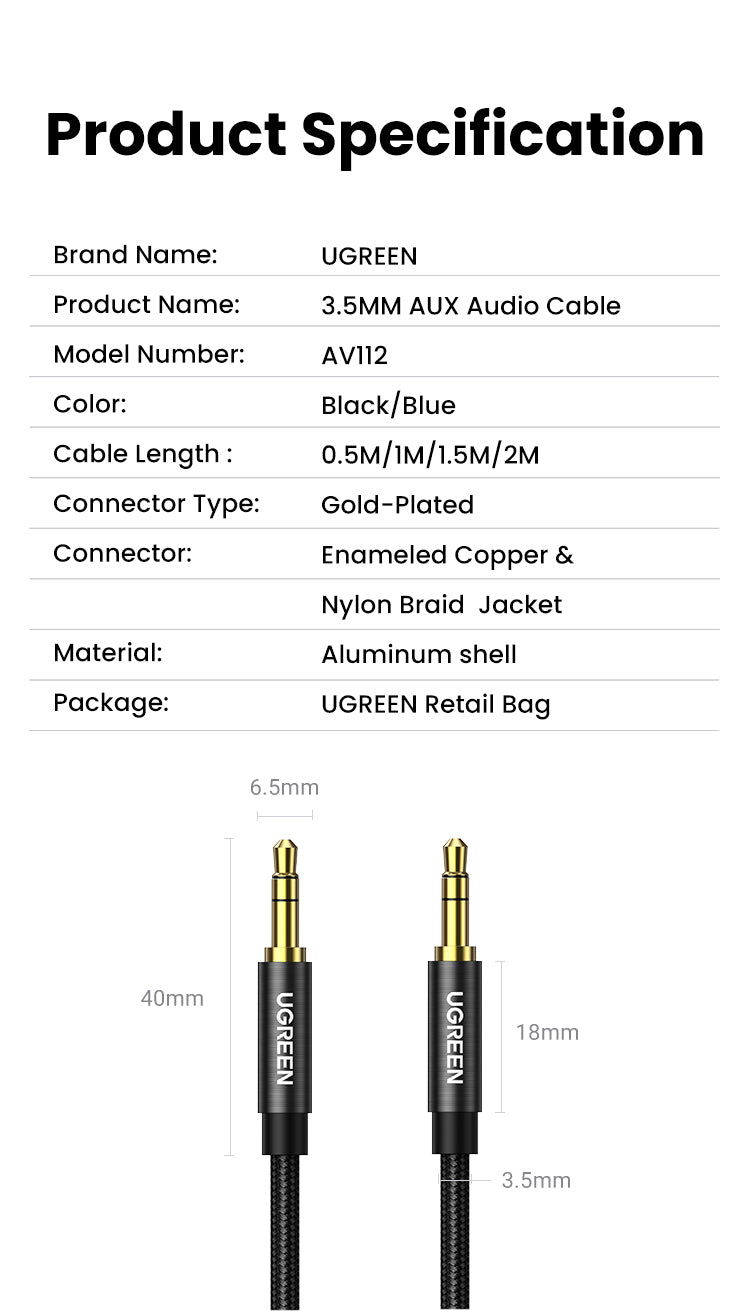 3.5mm Male To Male Round Cable - 2M