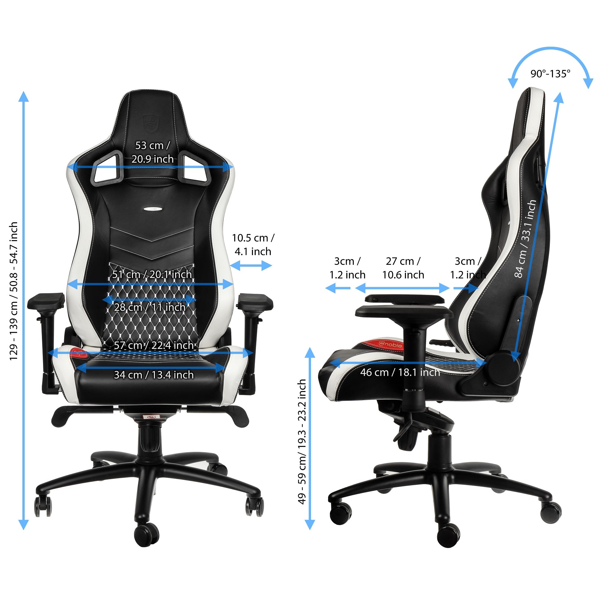 EPIC Gaming Chair - black/red/white - Real Leather