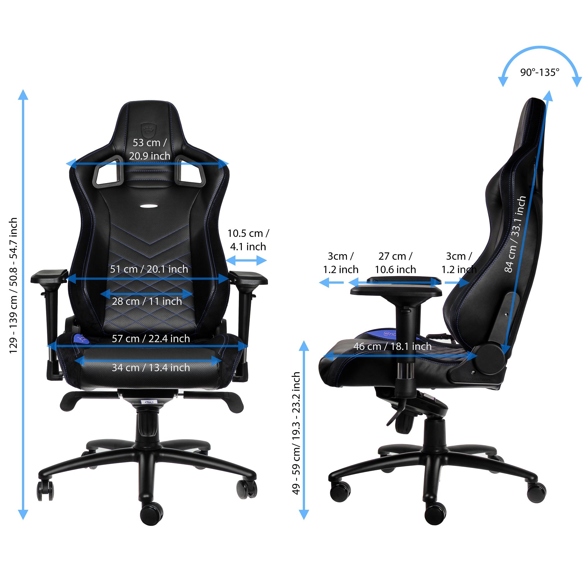 EPIC Gaming Chair - black/blue - PU Leather