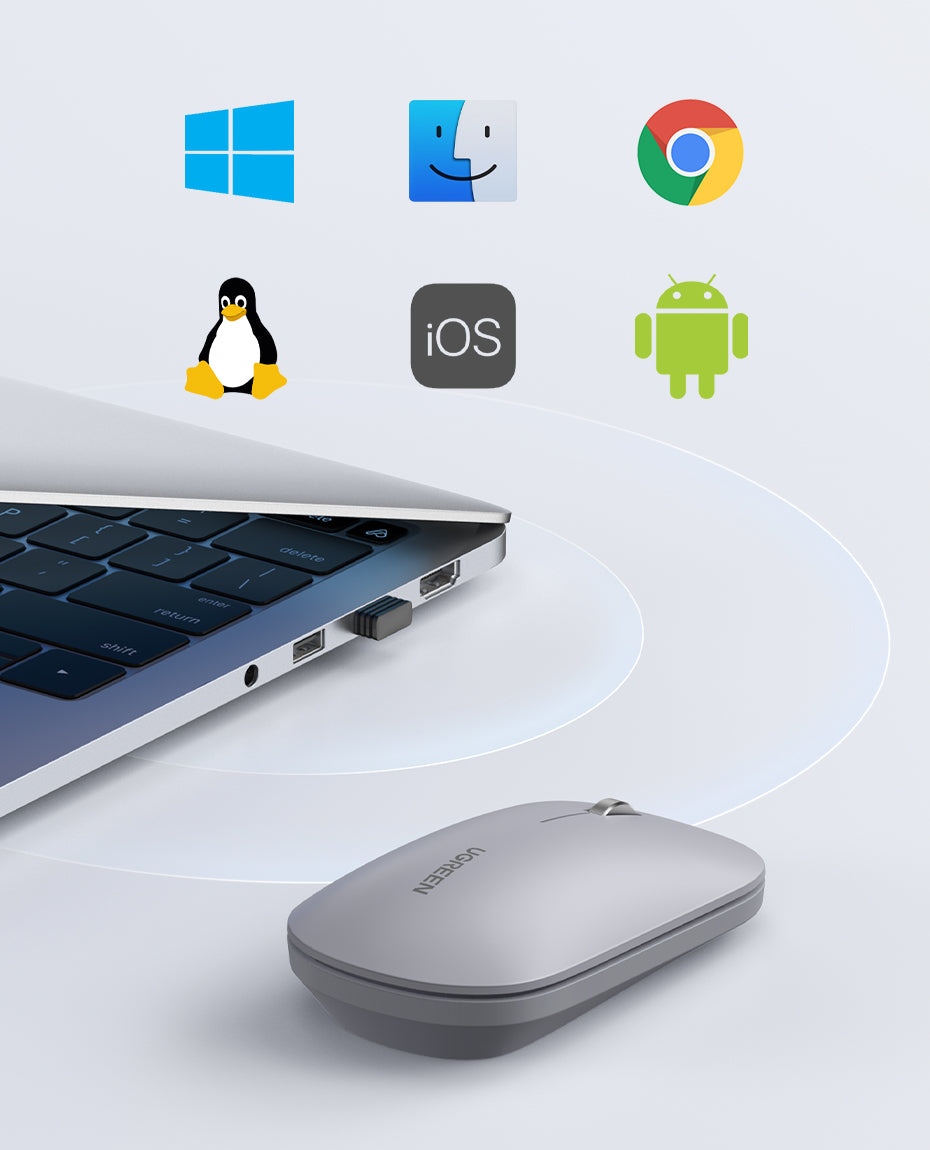 Portable Wireless Mouse - Light Gray