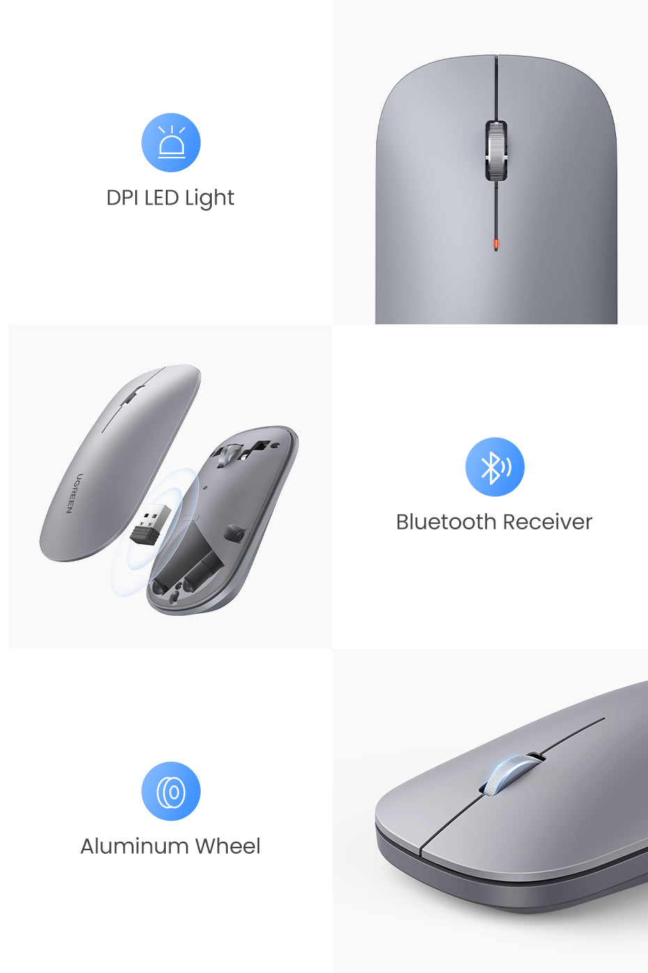 Portable Wireless Mouse - Light Gray