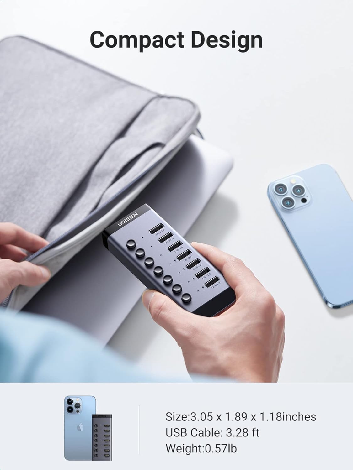 7 Port USB 3.0 Hub (12V 2A Power Supply)