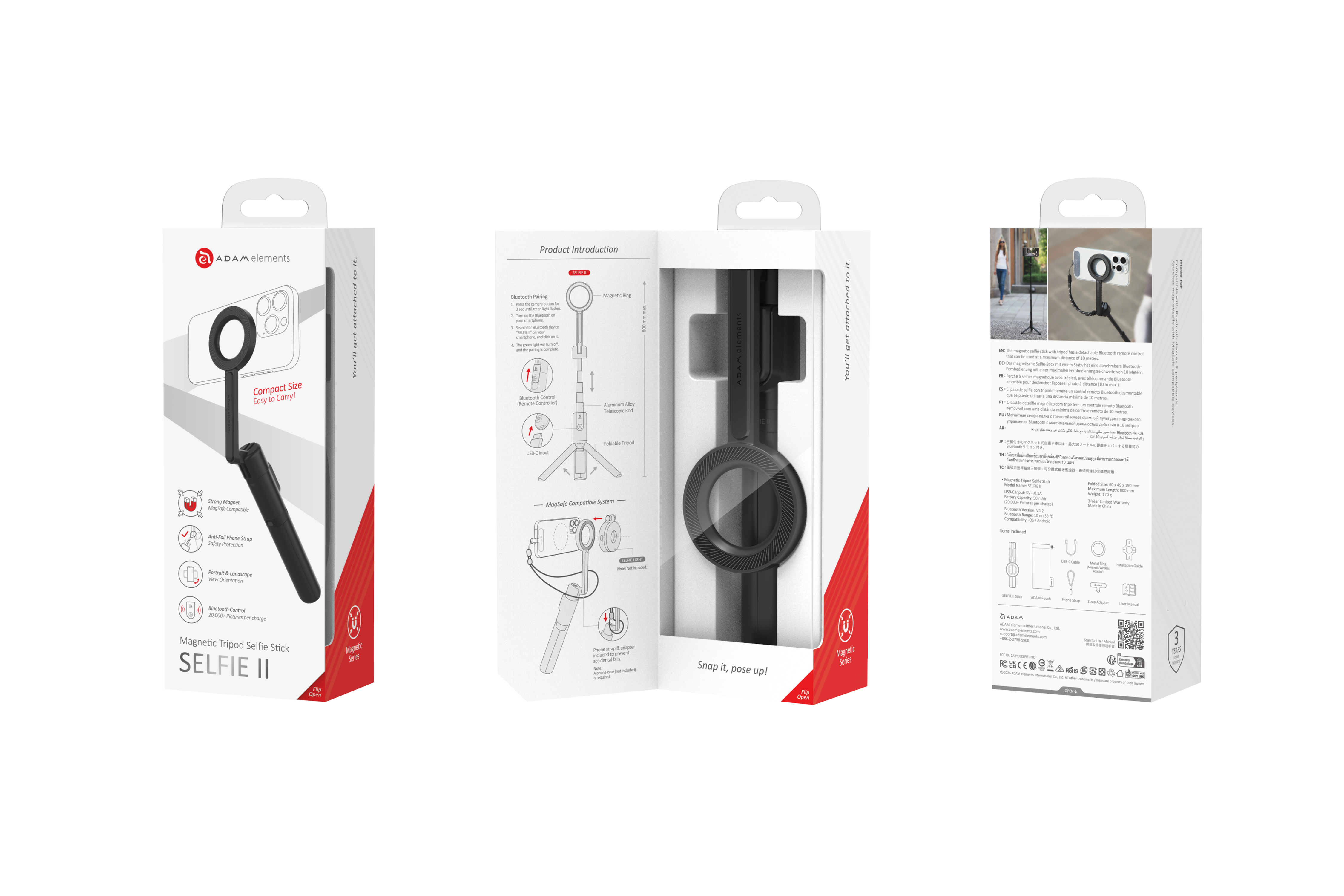 SELFIE II - Perche à selfie avec trépied Bluetooth sans fil