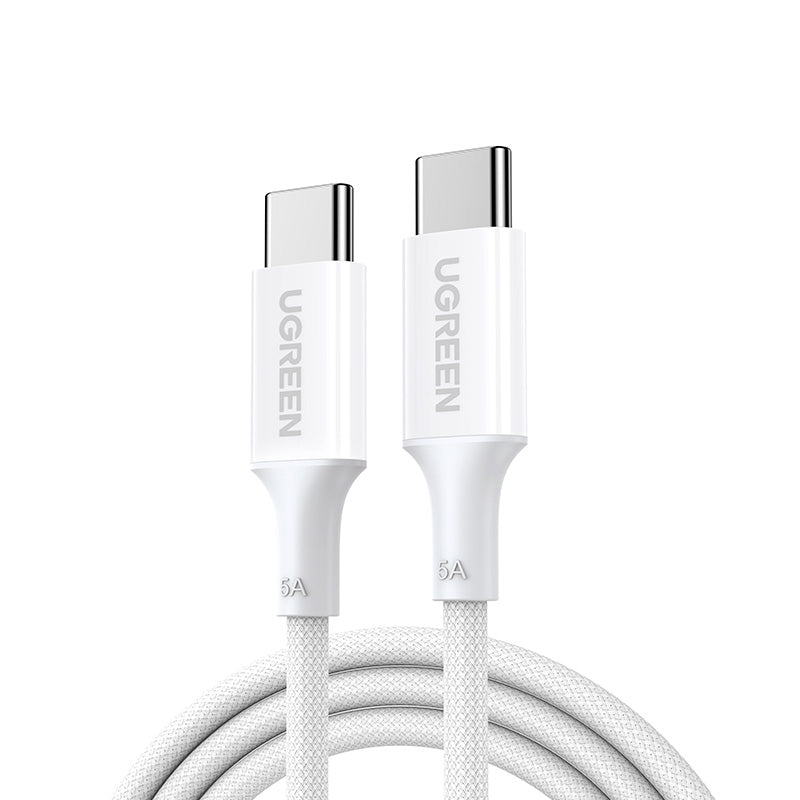 Câble tressé USB-C vers USB-C 5 A - 100 W - 2 m - Blanc