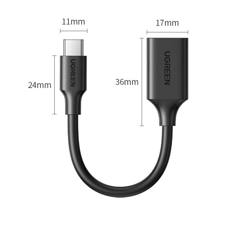 USB-C Male To USB 3.0 A Female OTG Cable