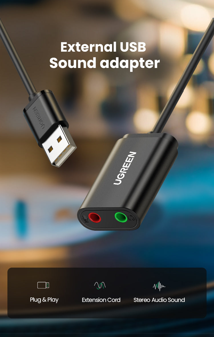 USB-A To 3.5mm External Stereo Sound Adapter