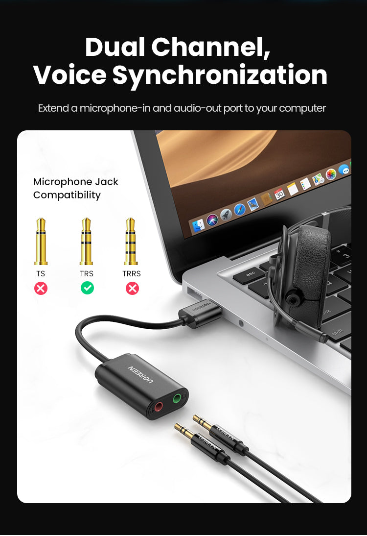 USB-A To 3.5mm External Stereo Sound Adapter