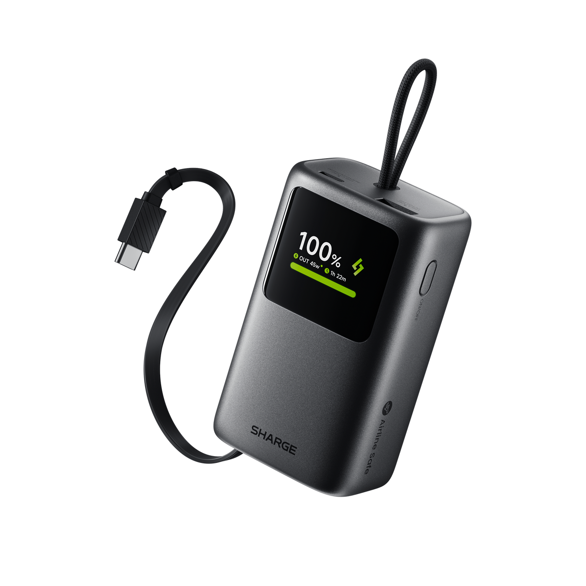 Batterie externe E3 rétractable 45W - 10000mAh - Grise