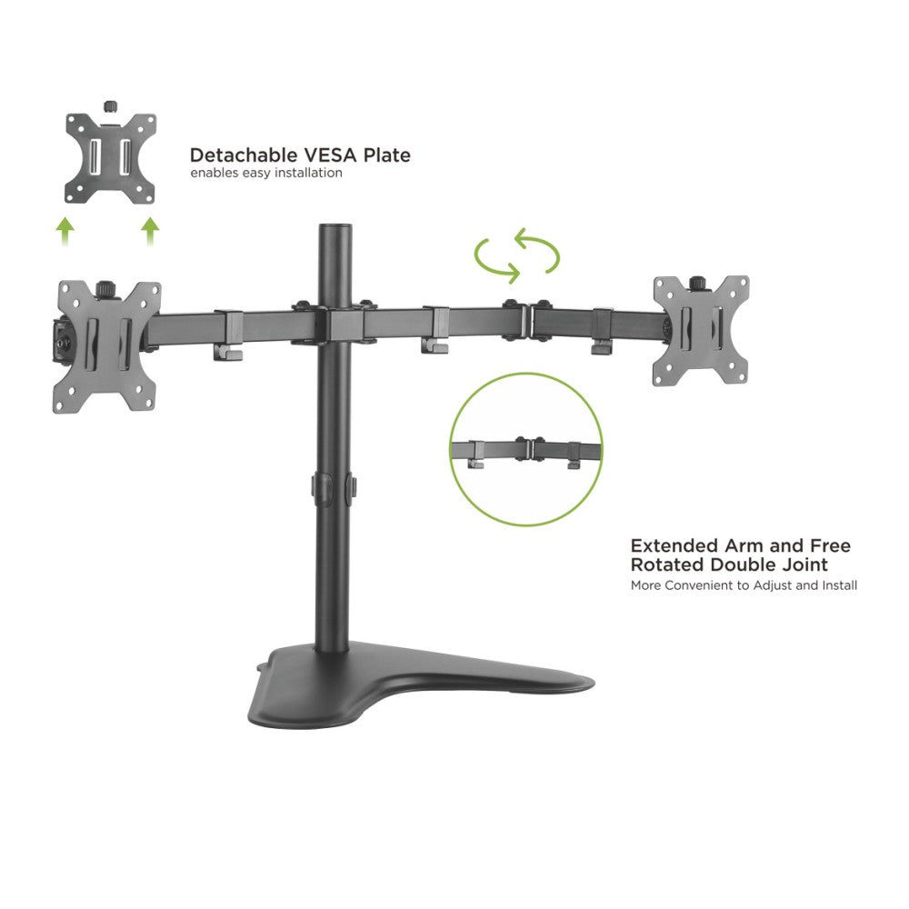Double Joint Monitor Arm for 2 Monitors 13-32'' with base
