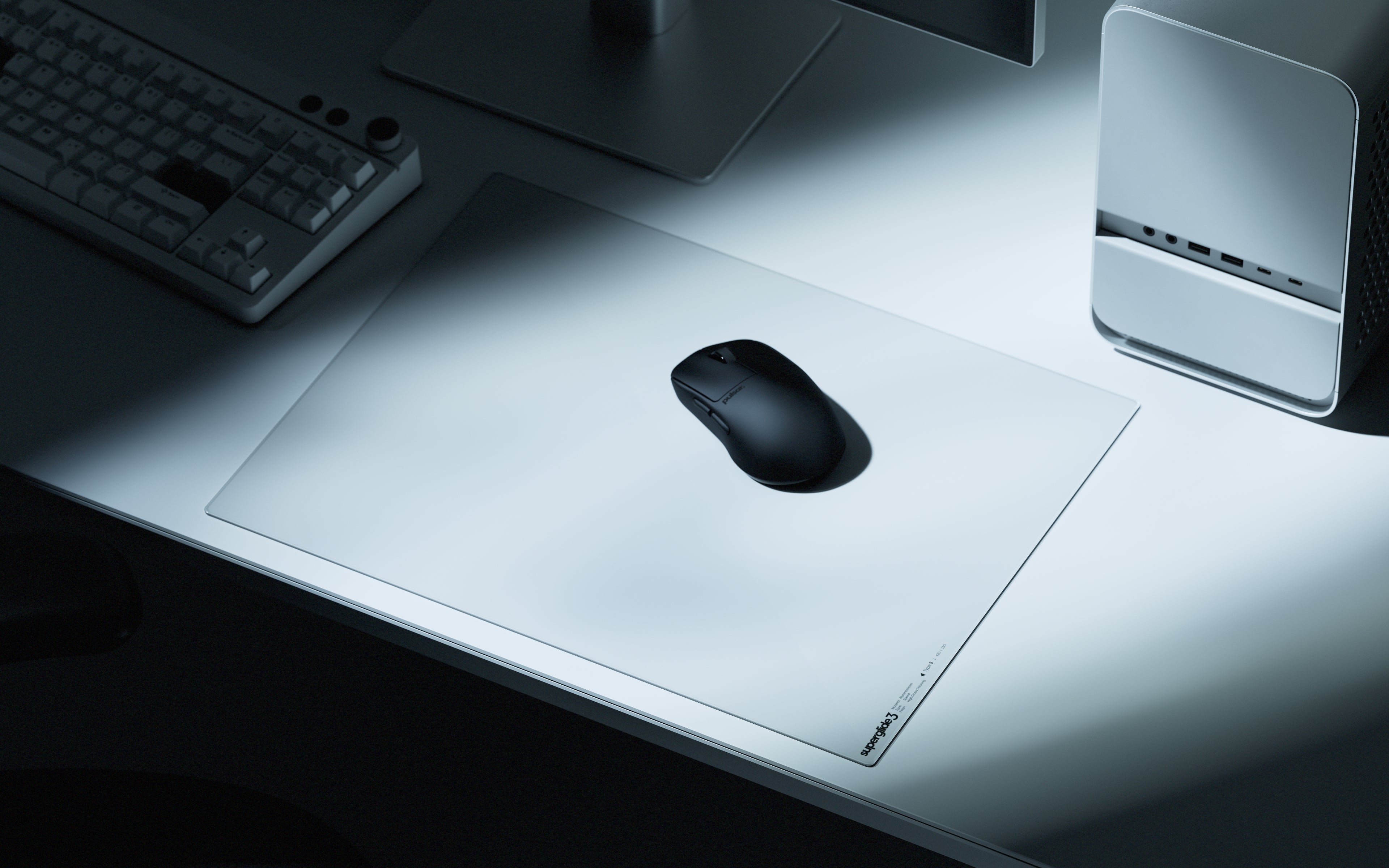 Tapis de souris en verre Superglide3 - Grand - Blanc