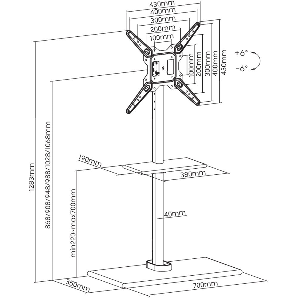 Support au sol pour téléviseurs LCD/LED/Plasma de 23'' à 55''