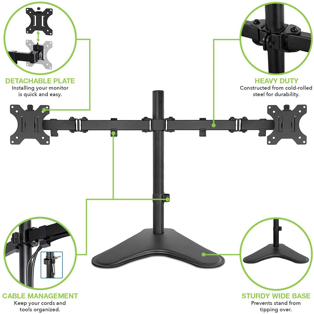 Double Joint Monitor Arm for 2 Monitors 13-32'' with base