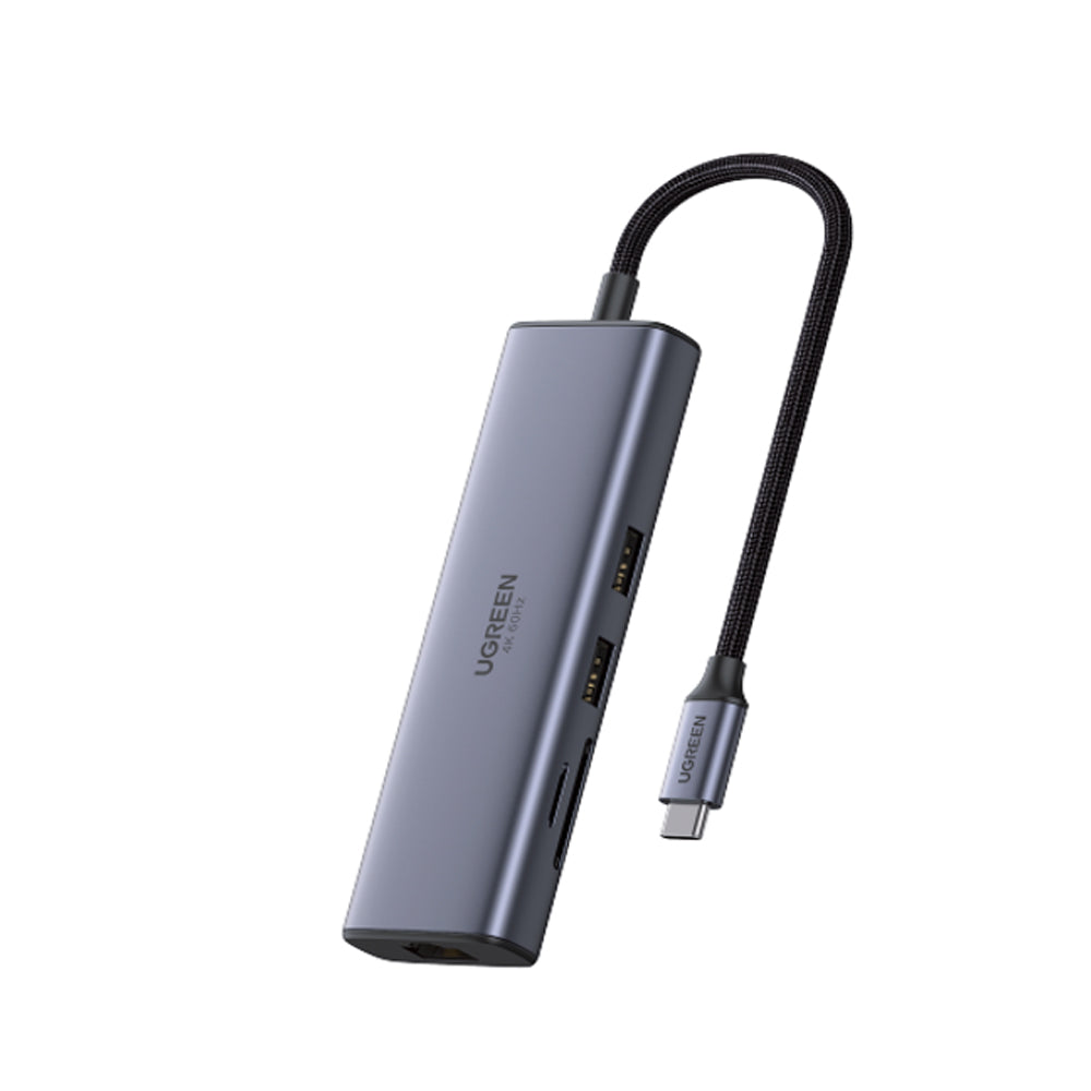 Hub USB-C - 2x USB 3.0, HDMI, RJ45. SD et TF, avec port PD