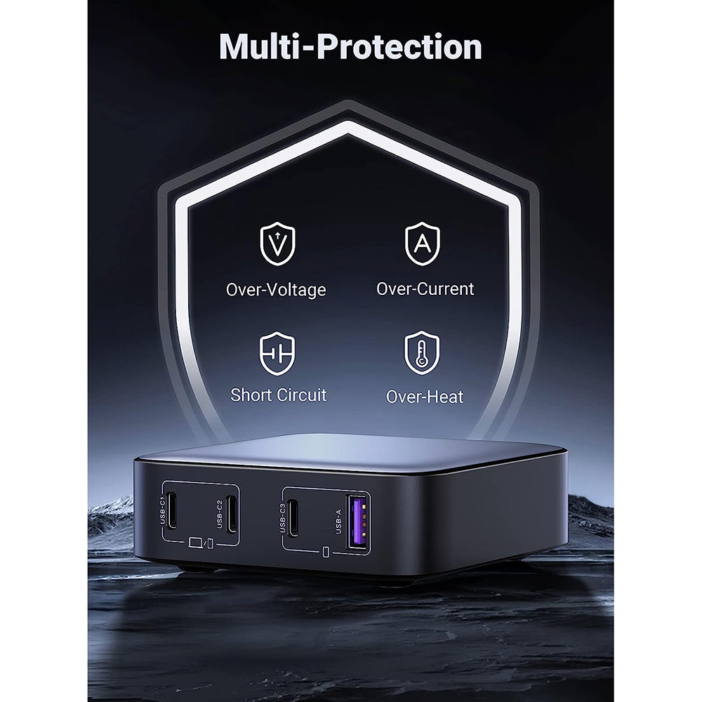 Chargeur rapide de bureau GaN 100 W - 1 x USB A, 3 x USB-C