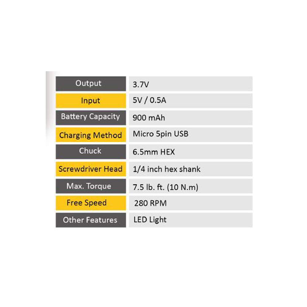 Tournevis rechargeable USB