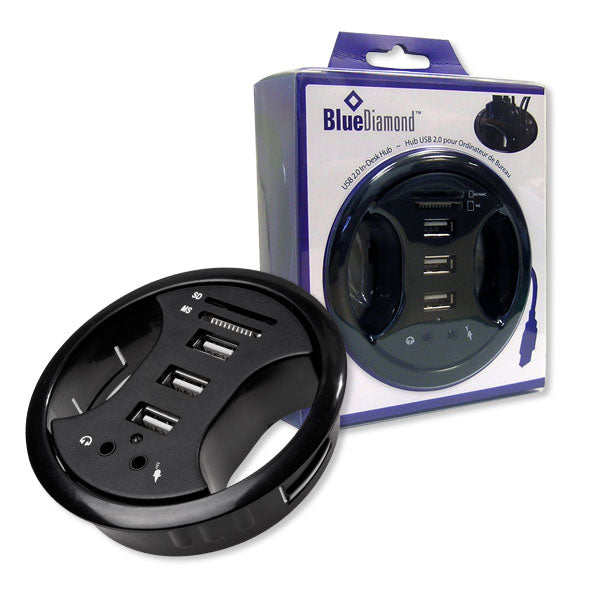 Hub de bureau USB 2.0 avec port CdRdr-3, 3 pouces