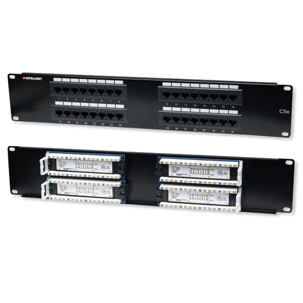 Panneau de brassage Cat5e 32 ports - 2u, noir