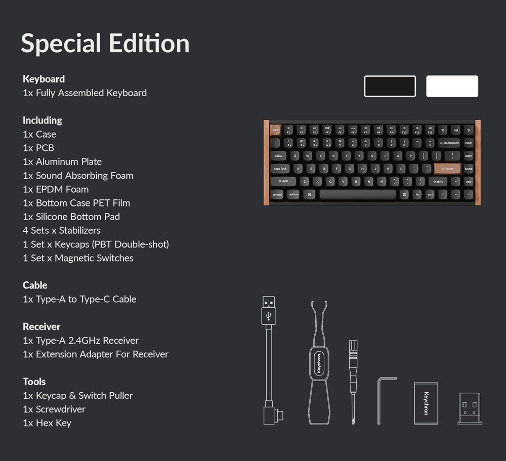 K2 HE - ABS/Aluminum Wooden - Black - Hall Effect