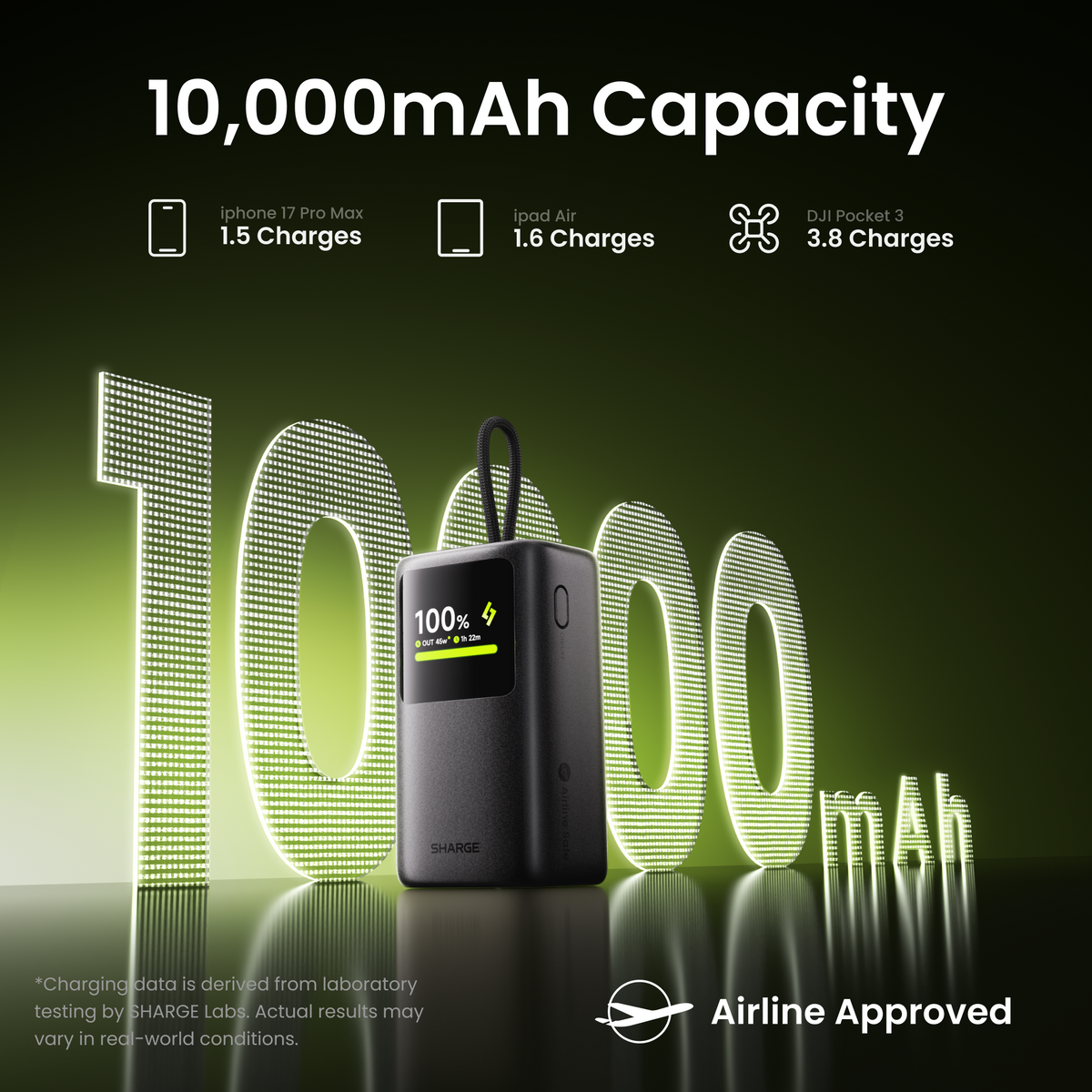 Batterie externe escamotable E3 45W - 10000mAh - Blanc