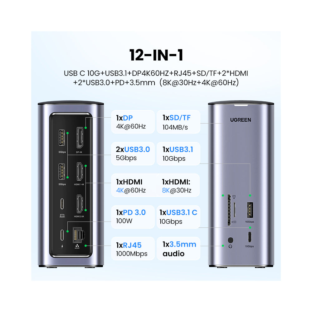 Station d'accueil multifonctionnelle USB-C (13 en 1)